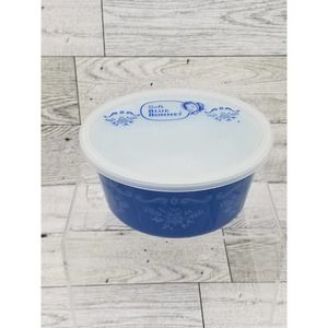 Vintage Blue Bonnet Soft Margarine Butter Bowl & Lid Blue White Floral TV PROP